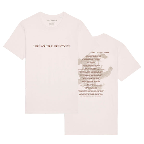 LIFE IS CRUEL VINTAGE WHITE EMBROIDERED T-SHIRT